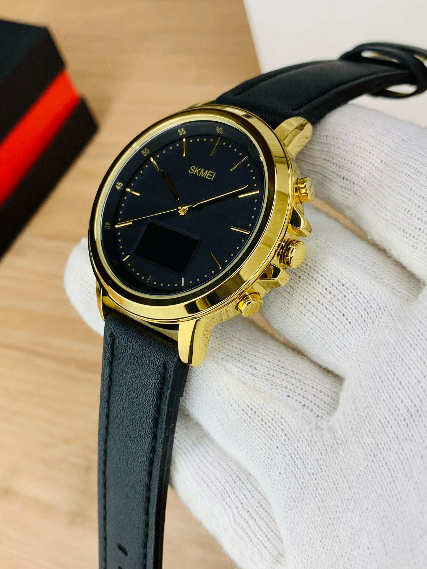 SKMEI 1652 - Leather Belt Dual Time Casual Watch For Men's