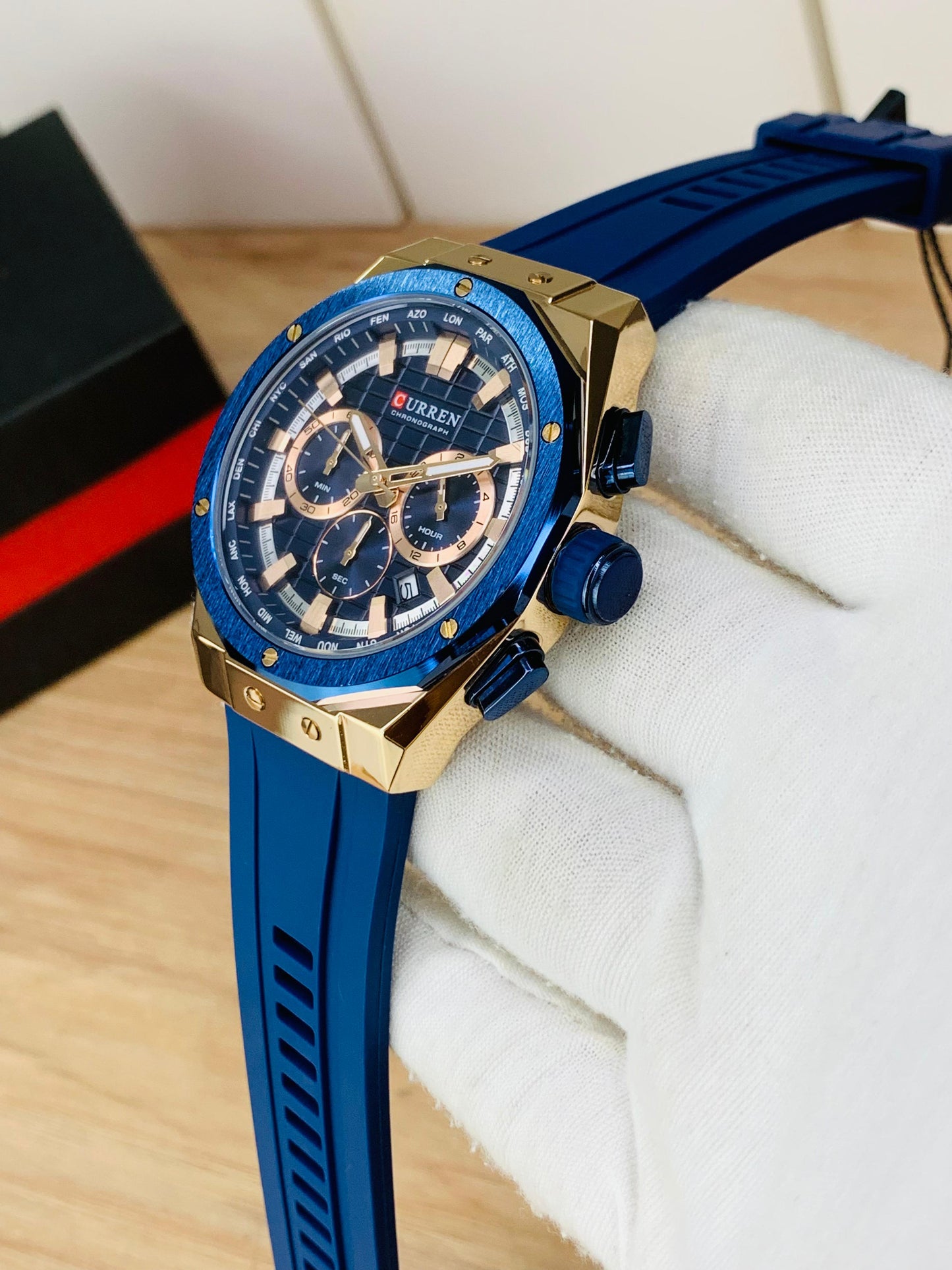 CURREN 8464 - Chronograph Working Rubber Strap Watch For Men