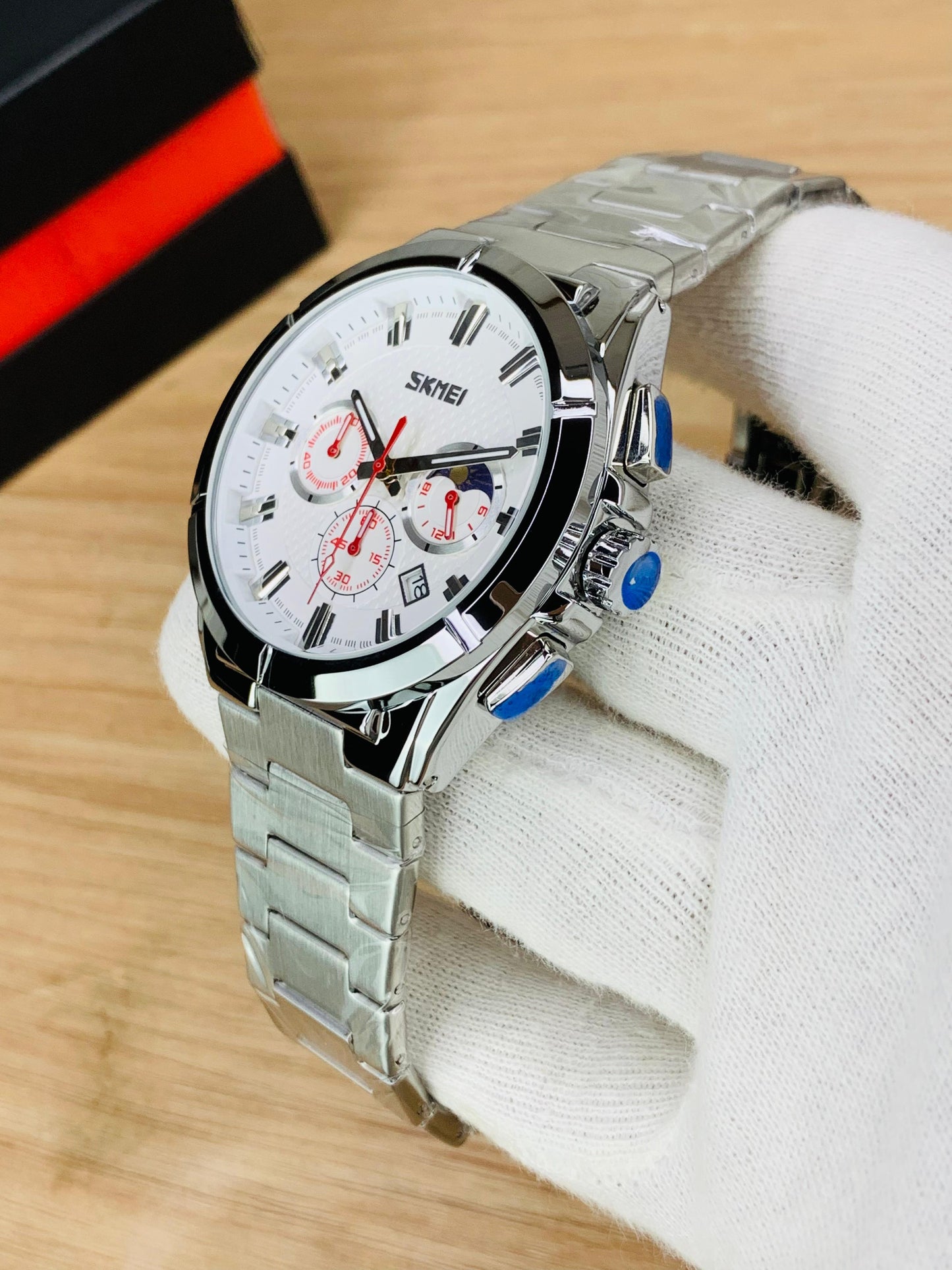 SKMEI 9355 - Chronograph Working Stainless Steel Chain Watch For Men's