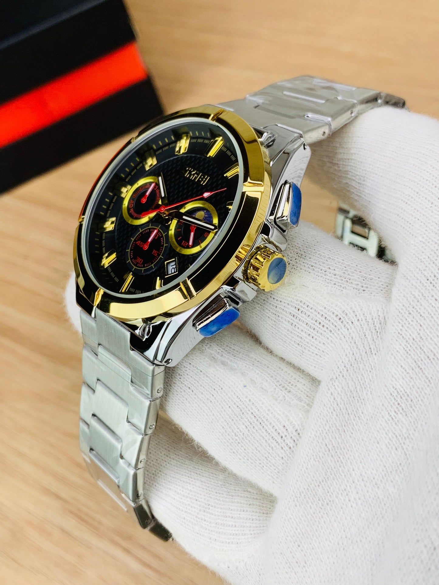 SKMEI 9355 - Chronograph Working Stainless Steel Chain Watch For Men's
