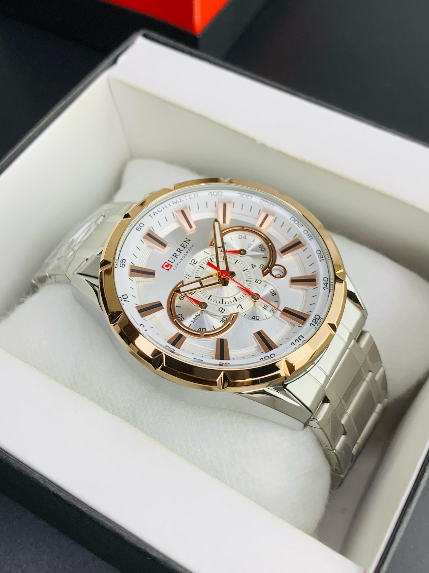 CURREN 8363 - Stainless Steel Chain Chronograph Working Watch For Men's