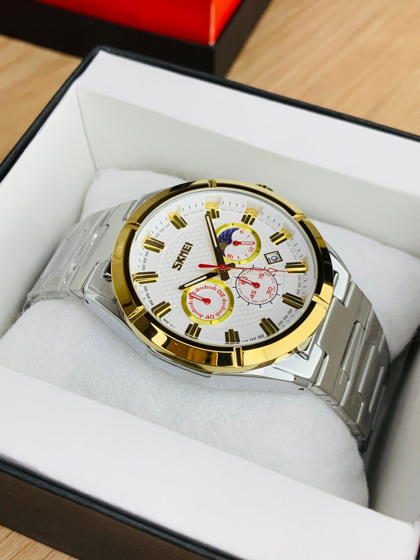 SKMEI 9355 - Chronograph Working Stainless Steel Chain Watch For Men's
