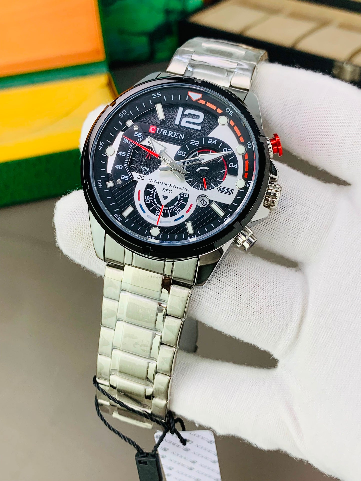 CURREN 8395 - Chronograph Working Stainless Steel Watch For Men's