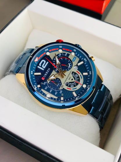 CURREN 8395 - Chronograph Working Stainless Steel Watch For Men's