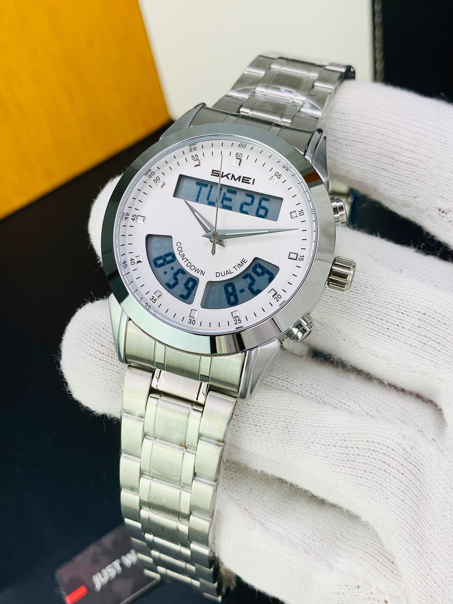 SKMEI 2445 - Dual Time Stainless Steel Chain Watch For Men's