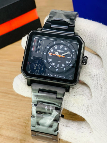 SKMEI 2025 - Dual Time Stainless Steel Watch For Men's