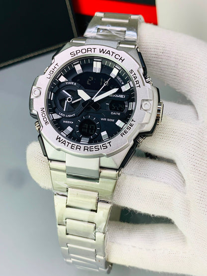 SKMEI 2404 - Dual Time Sport Watch Stainless Steel For Men's
