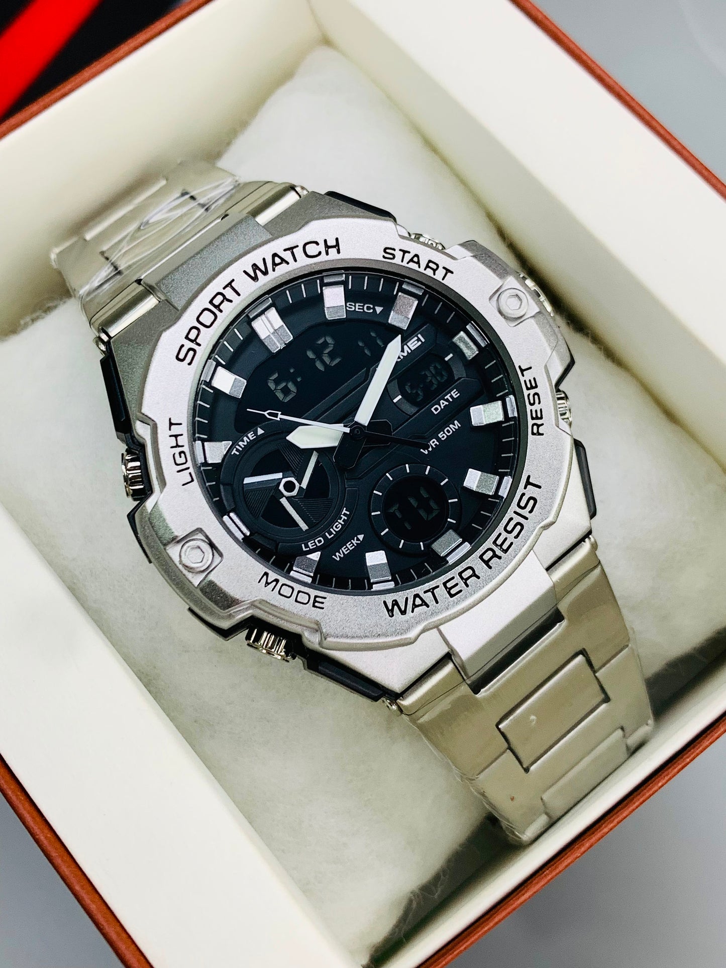 SKMEI 2404 - Dual Time Sport Watch Stainless Steel For Men's