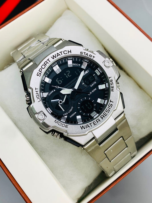 SKMEI 2404 - Dual Time Sport Watch Stainless Steel For Men's