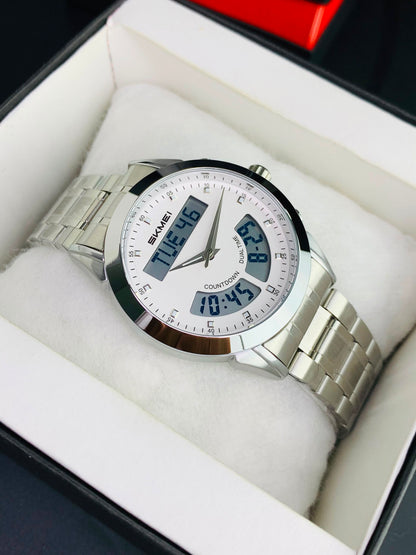 SKMEI 2445 - Dual Time Stainless Steel Chain Watch For Men's