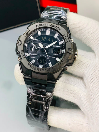 SKMEI 2404 - Dual Time Sport Watch Stainless Steel For Men's