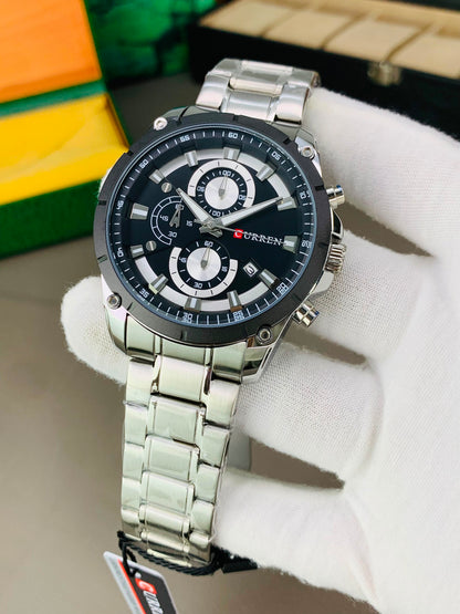 CURREN 8360 - Chronograph Working Stainless Steel Watch For Men's