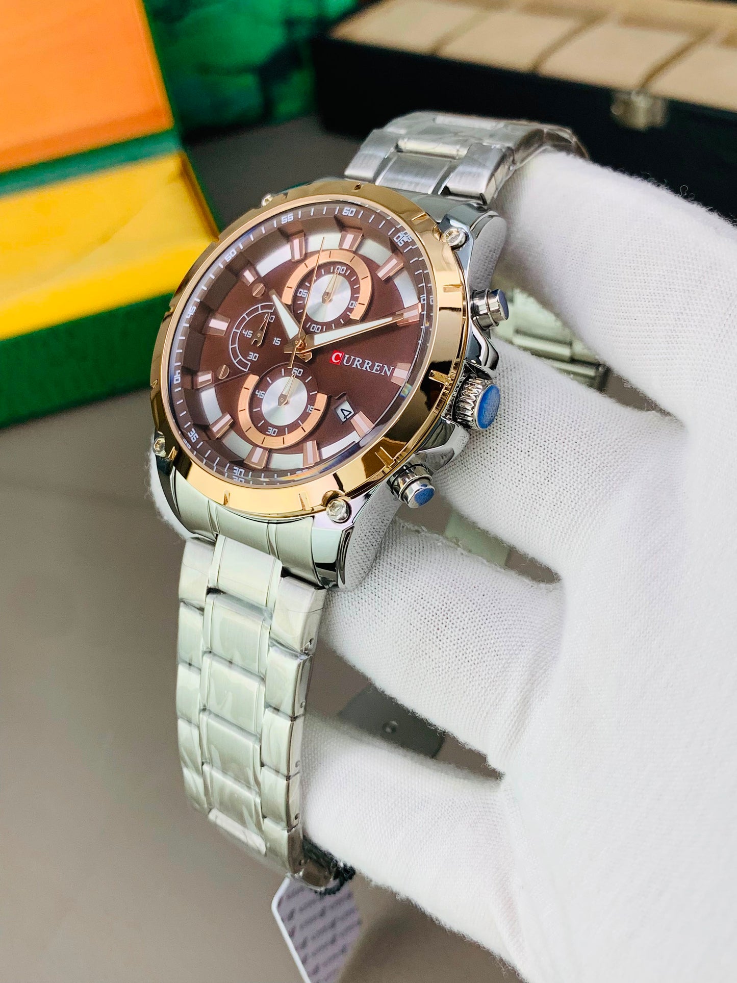 CURREN 8360 - Chronograph Working Stainless Steel Watch For Men's