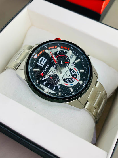 CURREN 8395 - Chronograph Working Stainless Steel Watch For Men's