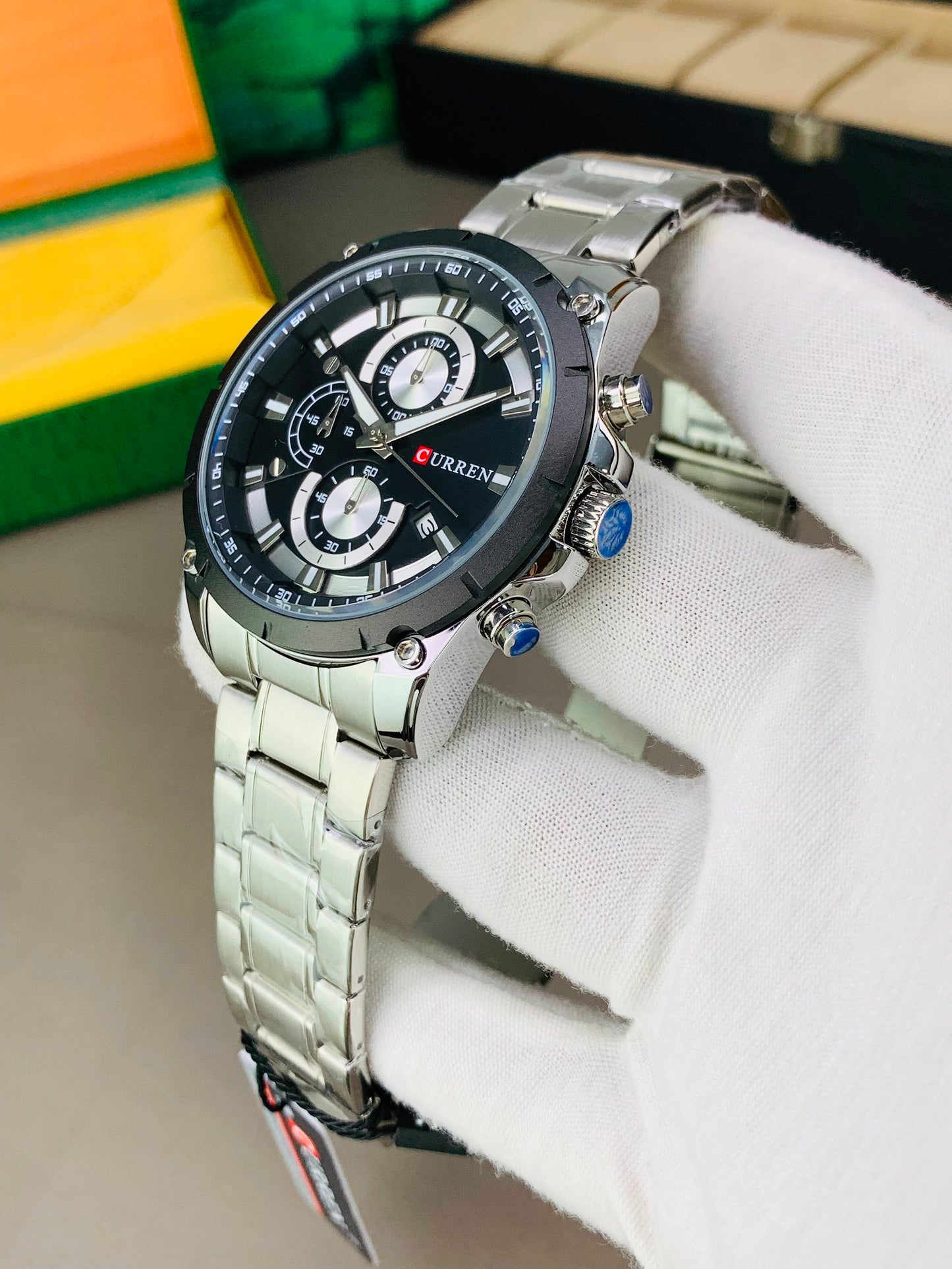 CURREN 8360 - Chronograph Working Stainless Steel Watch For Men's