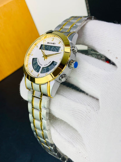 SKMEI 2445 - Dual Time Stainless Steel Chain Watch For Men's