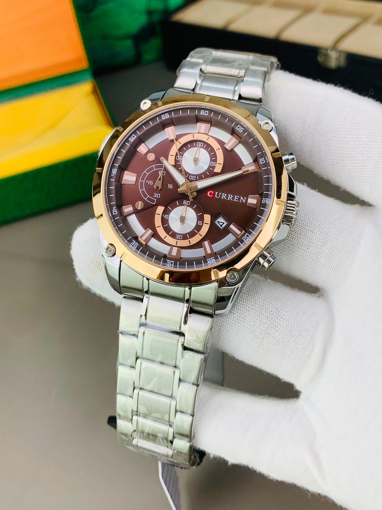 CURREN 8360 - Chronograph Working Stainless Steel Watch For Men's