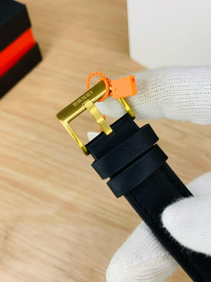 SKMEI 1652 - Leather Belt Dual Time Casual Watch For Men's