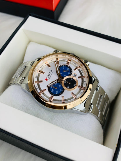 CURREN 8355 - Stainless Steel Chronograph Working Watch For Men's
