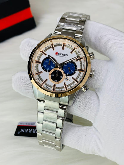 CURREN 8355 - Stainless Steel Chronograph Working Watch For Men's