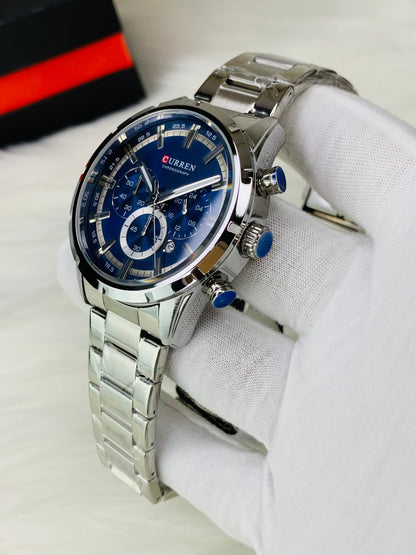 CURREN 8355 - Stainless Steel Chronograph Working Watch For Men's