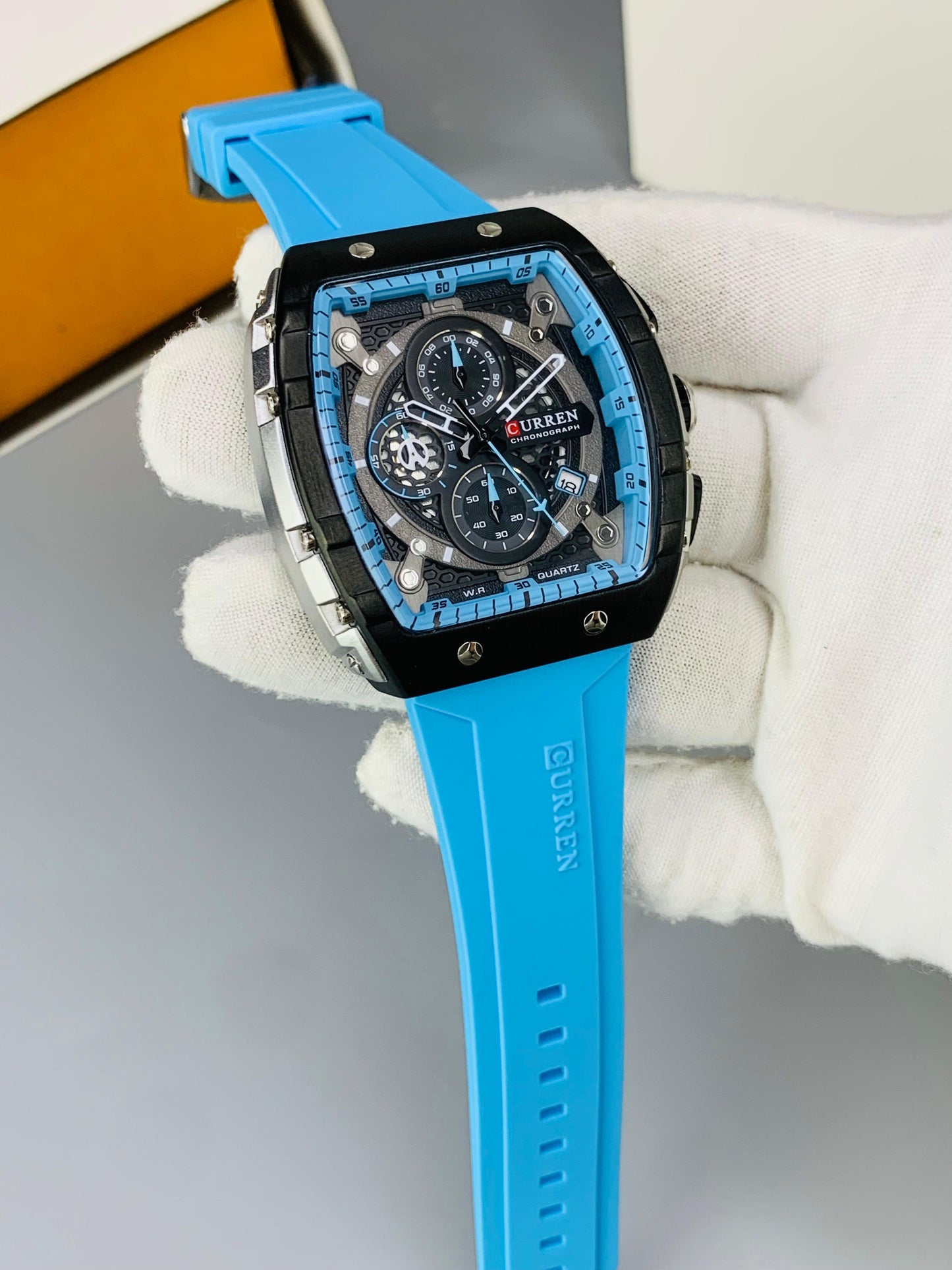 CURREN 8442 - Rubber Strap Chronograph Working Watch For Men's