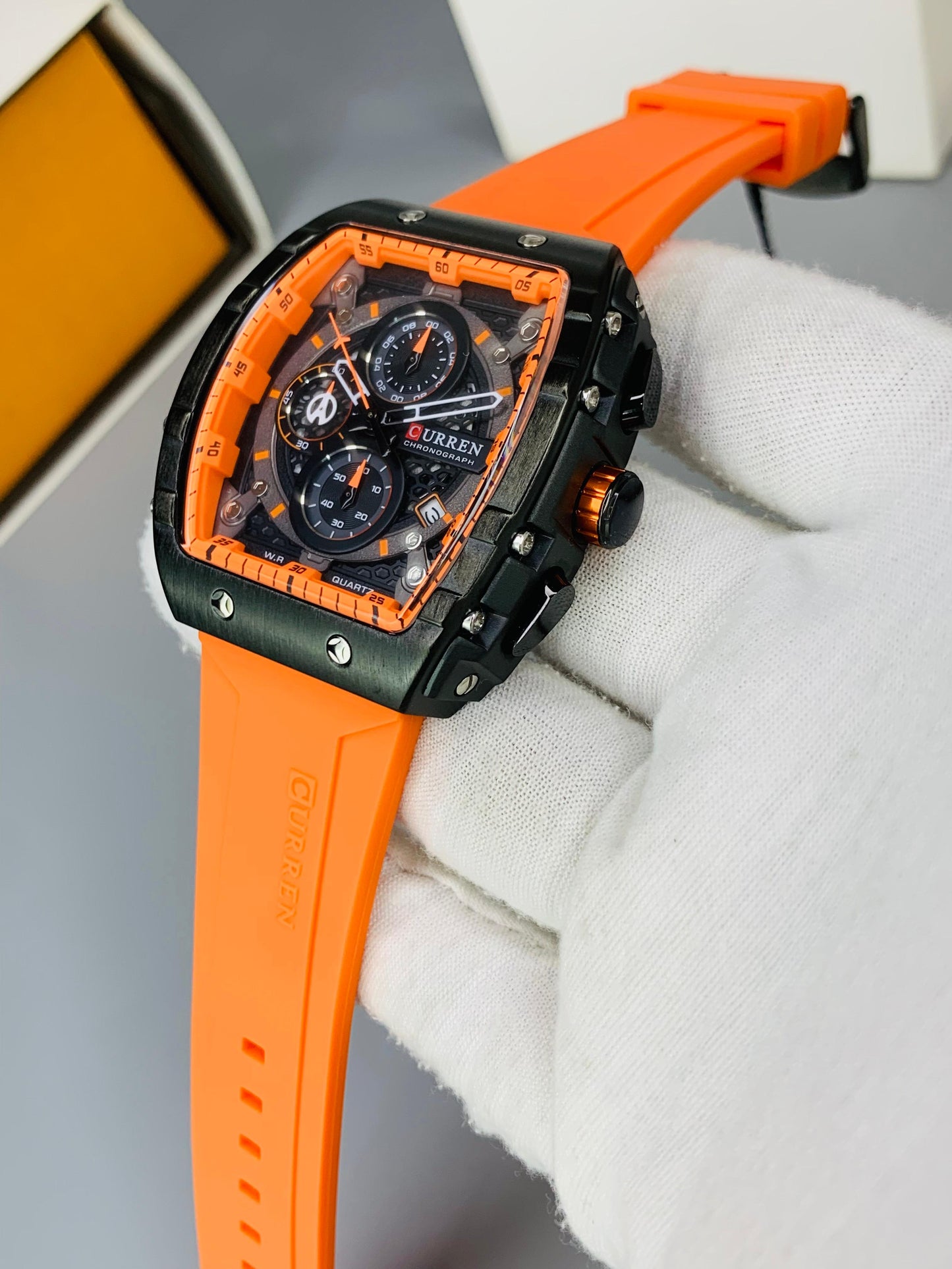 CURREN 8442 - Rubber Strap Chronograph Working Watch For Men's