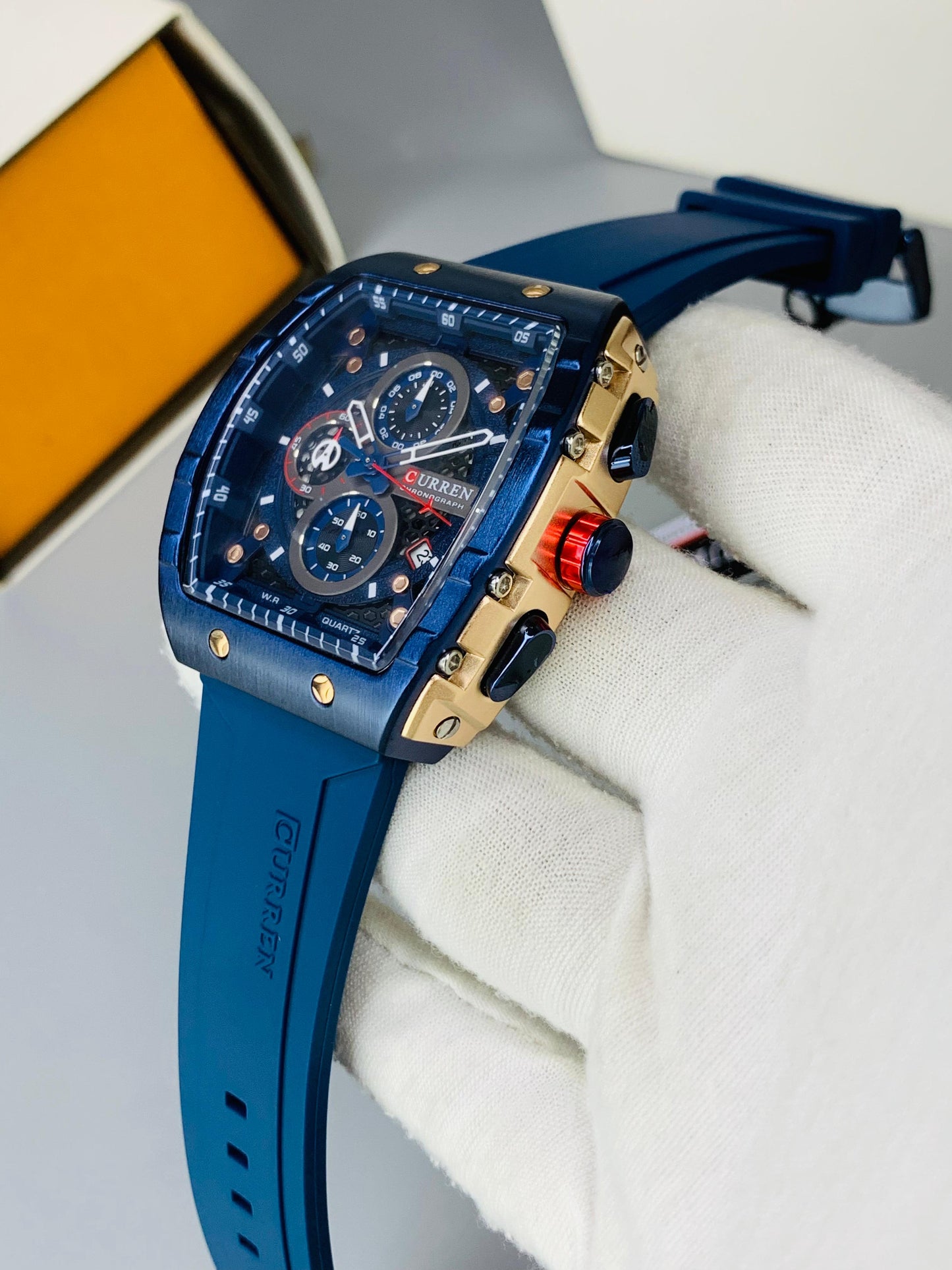 CURREN 8442 - Rubber Strap Chronograph Working Watch For Men's