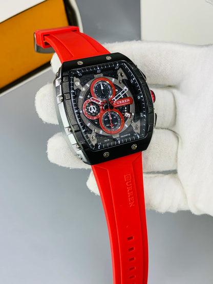 CURREN 8442 - Rubber Strap Chronograph Working Watch For Men's