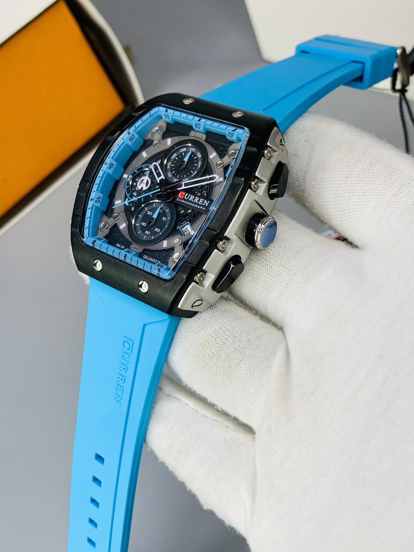 CURREN 8442 - Rubber Strap Chronograph Working Watch For Men's