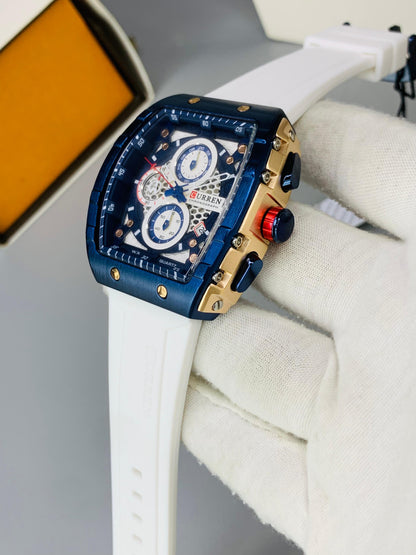 CURREN 8442 - Rubber Strap Chronograph Working Watch For Men's