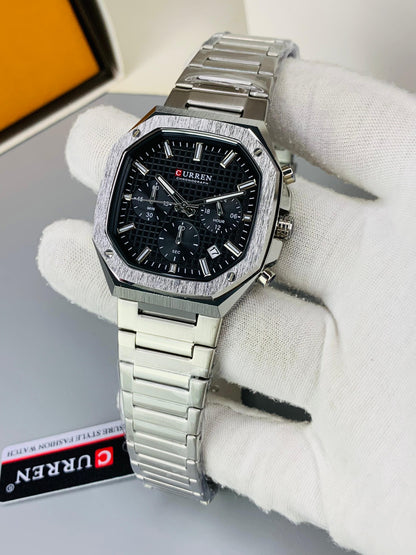 CURREN 8459 - Square Shape Stainless Steel Chronograph Working Watch For Men's