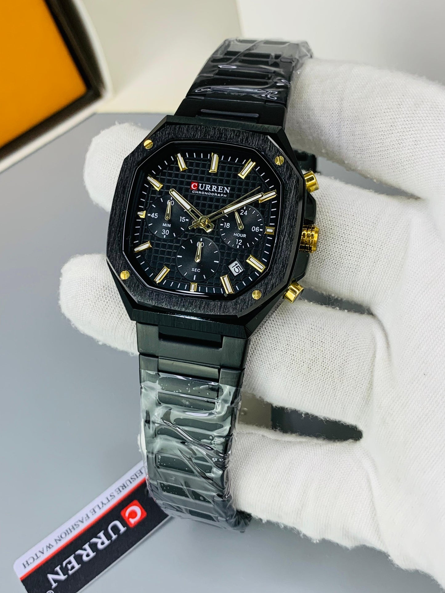 CURREN 8459 - Square Shape Stainless Steel Chronograph Working Watch For Men's