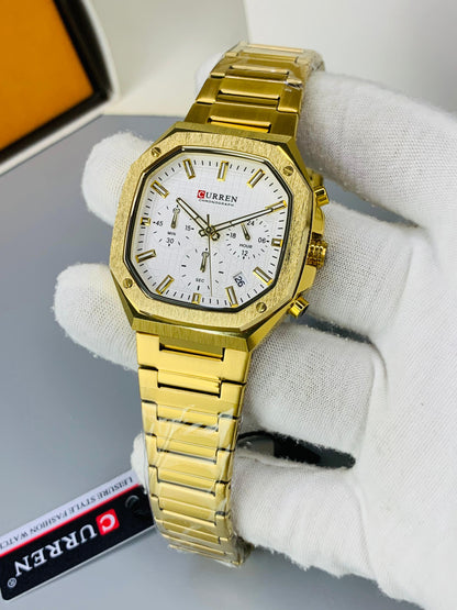 CURREN 8459 - Square Shape Stainless Steel Chronograph Working Watch For Men's