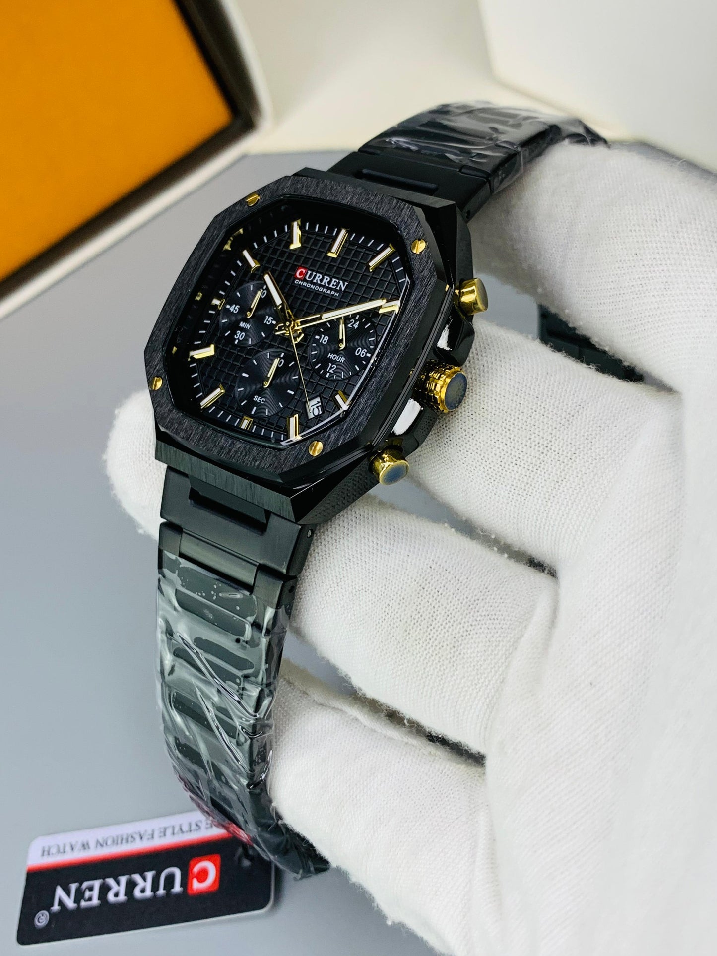 CURREN 8459 - Square Shape Stainless Steel Chronograph Working Watch For Men's