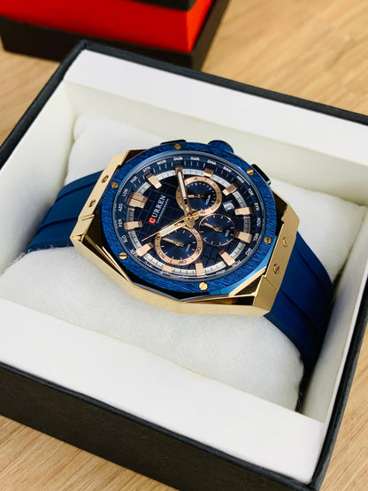 CURREN 8464 - Chronograph Working Rubber Strap Watch For Men