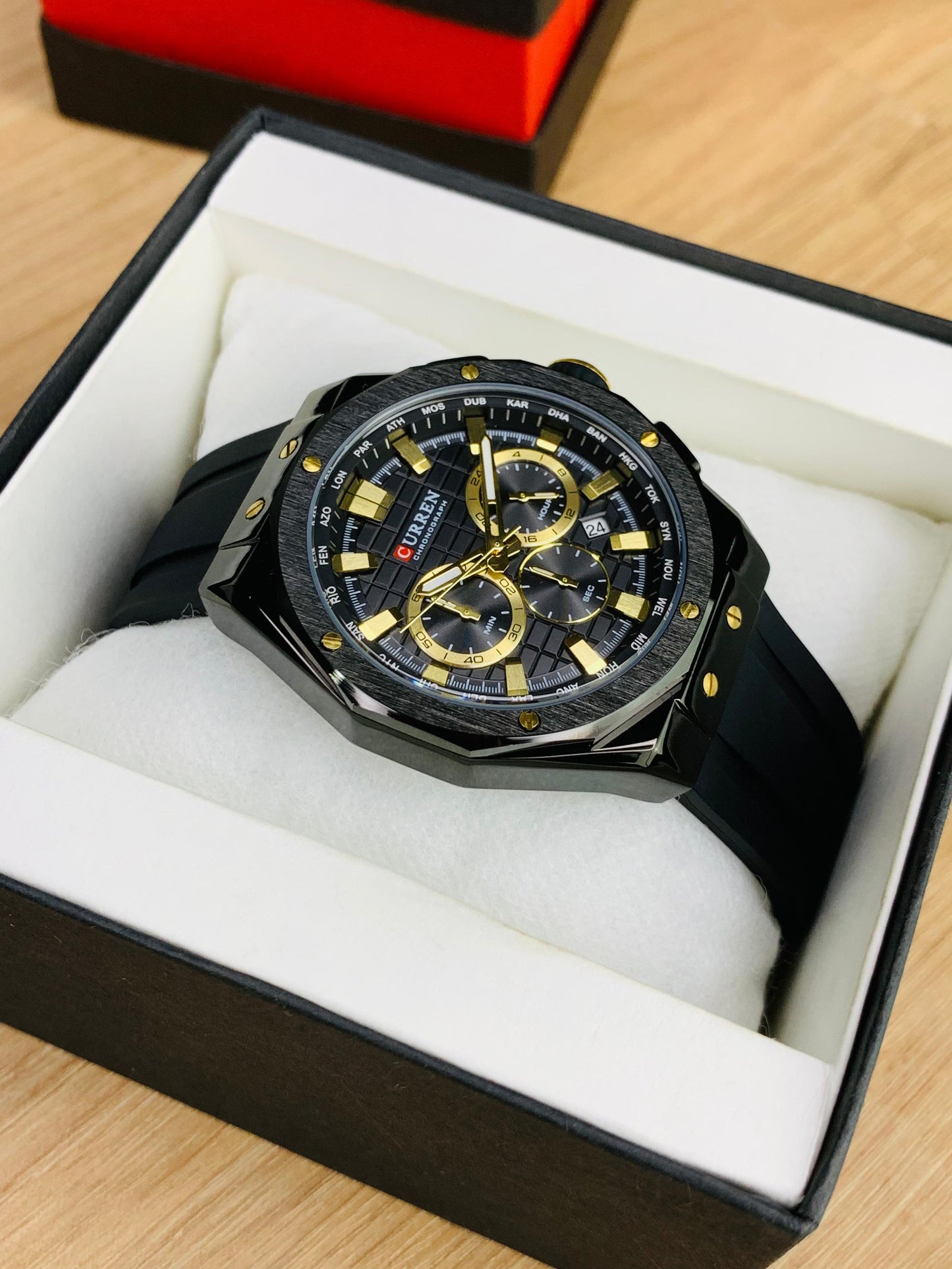 CURREN 8464 - Chronograph Working Rubber Strap Watch For Men