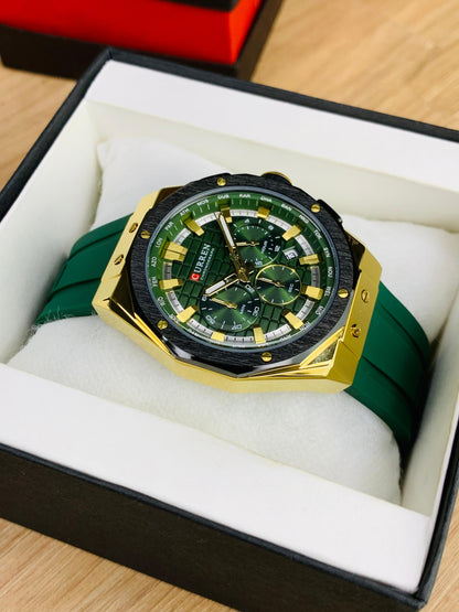 CURREN 8464 - Chronograph Working Rubber Strap Watch For Men