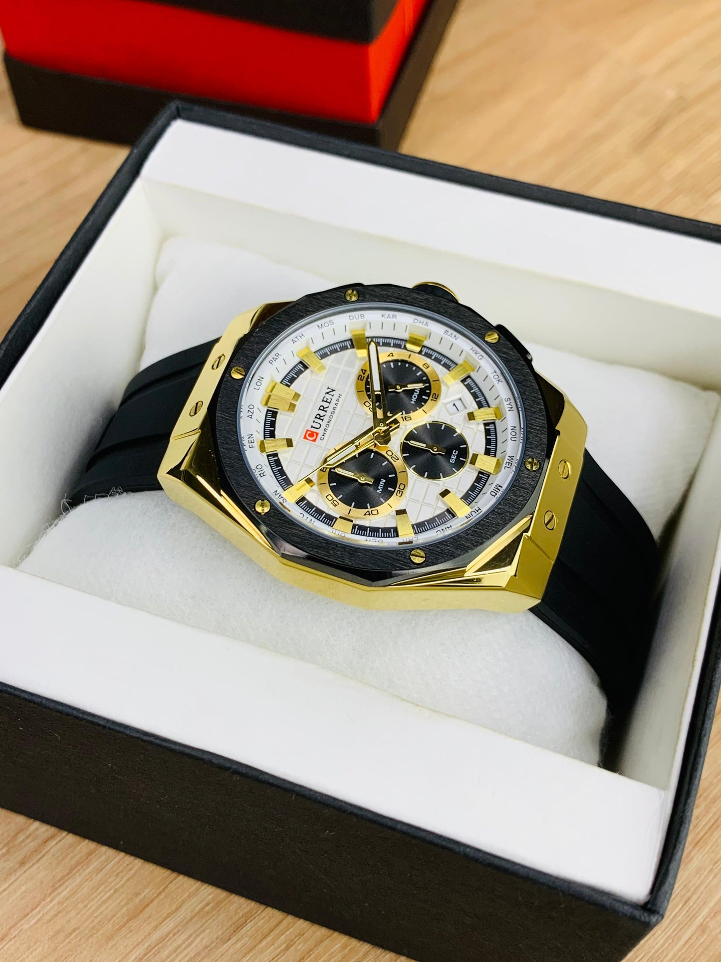 CURREN 8464 - Chronograph Working Rubber Strap Watch For Men