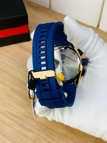 CURREN 8464 - Chronograph Working Rubber Strap Watch For Men