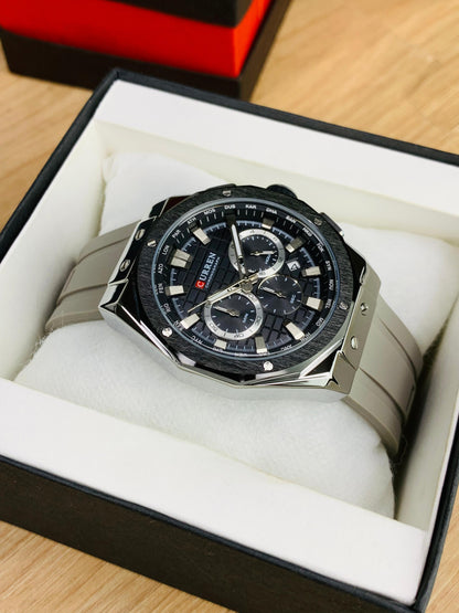 CURREN 8464 - Chronograph Working Rubber Strap Watch For Men