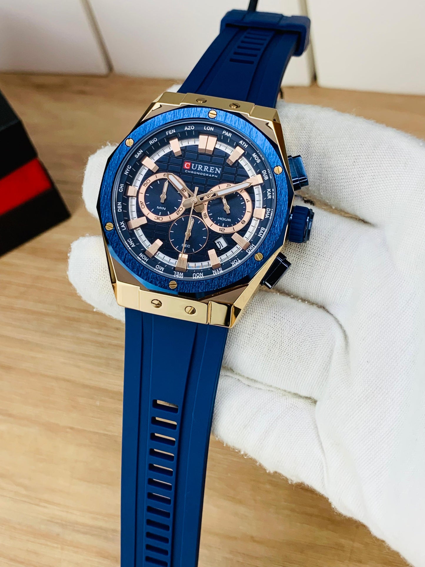 CURREN 8464 - Chronograph Working Rubber Strap Watch For Men