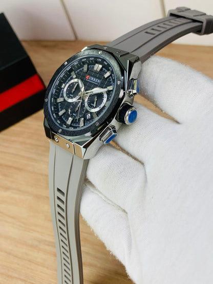 CURREN 8464 - Chronograph Working Rubber Strap Watch For Men