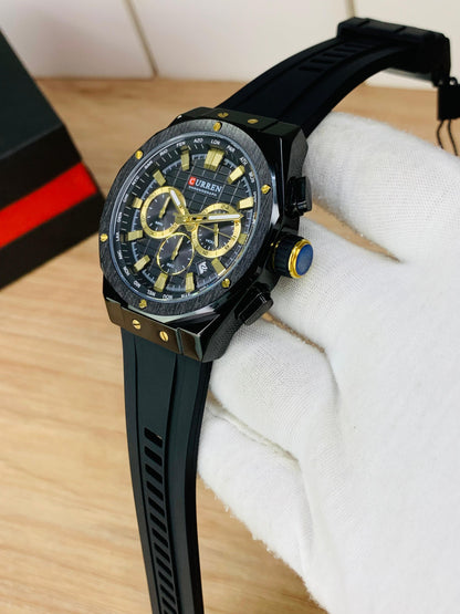 CURREN 8464 - Chronograph Working Rubber Strap Watch For Men