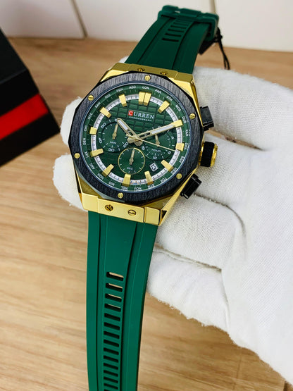 CURREN 8464 - Chronograph Working Rubber Strap Watch For Men