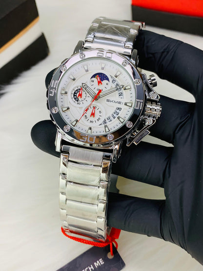 SKMEI  9344 - Big Dail Heavy Weight Chronograph Working Stainless Steel Chain Watch For Men's