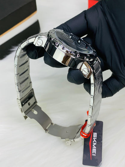 SKMEI  9344 - Big Dail Heavy Weight Chronograph Working Stainless Steel Chain Watch For Men's