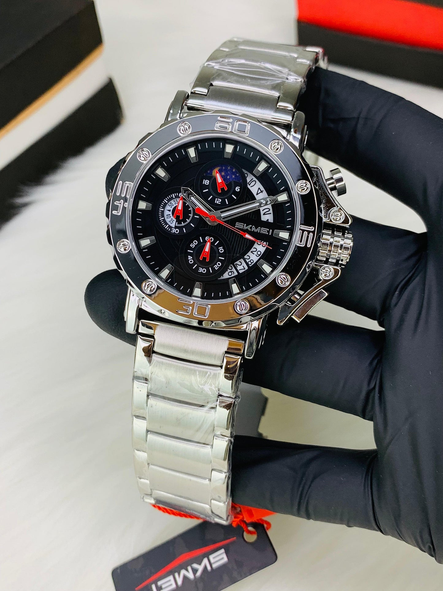 SKMEI  9344 - Big Dail Heavy Weight Chronograph Working Stainless Steel Chain Watch For Men's