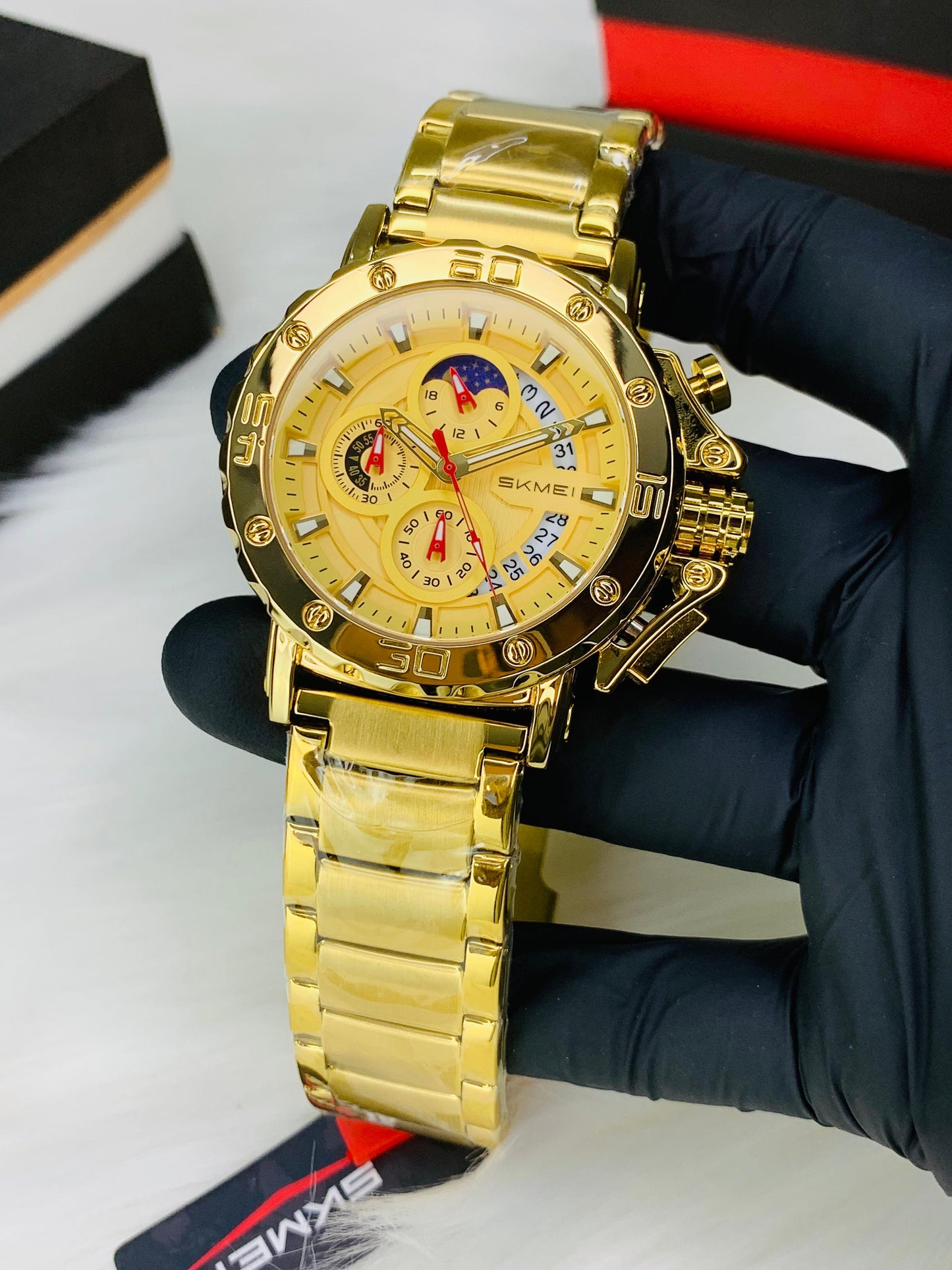 SKMEI  9344 - Big Dail Heavy Weight Chronograph Working Stainless Steel Chain Watch For Men's