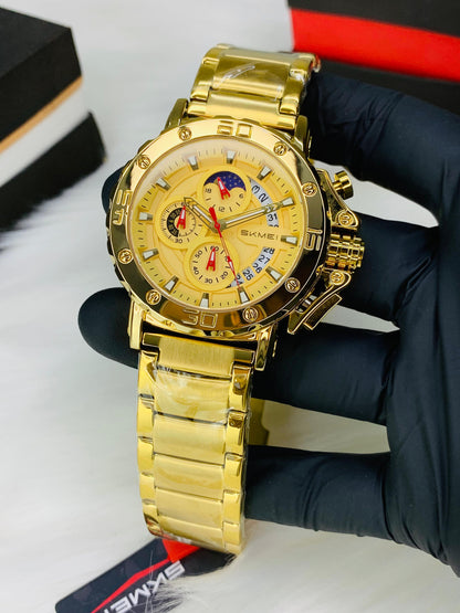 SKMEI  9344 - Big Dail Heavy Weight Chronograph Working Stainless Steel Chain Watch For Men's